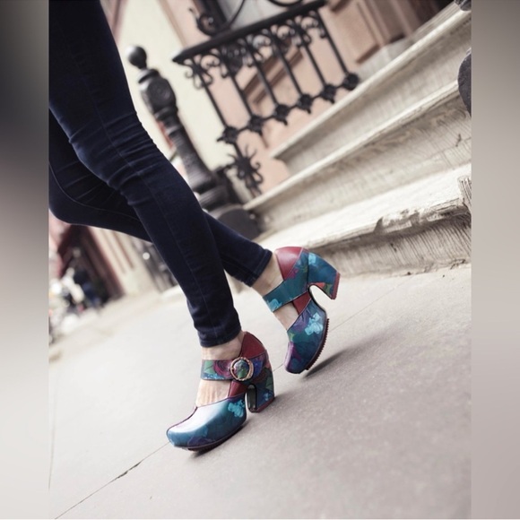 John Fluevog Prepare Leader Platform Mary Jane Heels Floral Size 6 - Picture 13 of 16